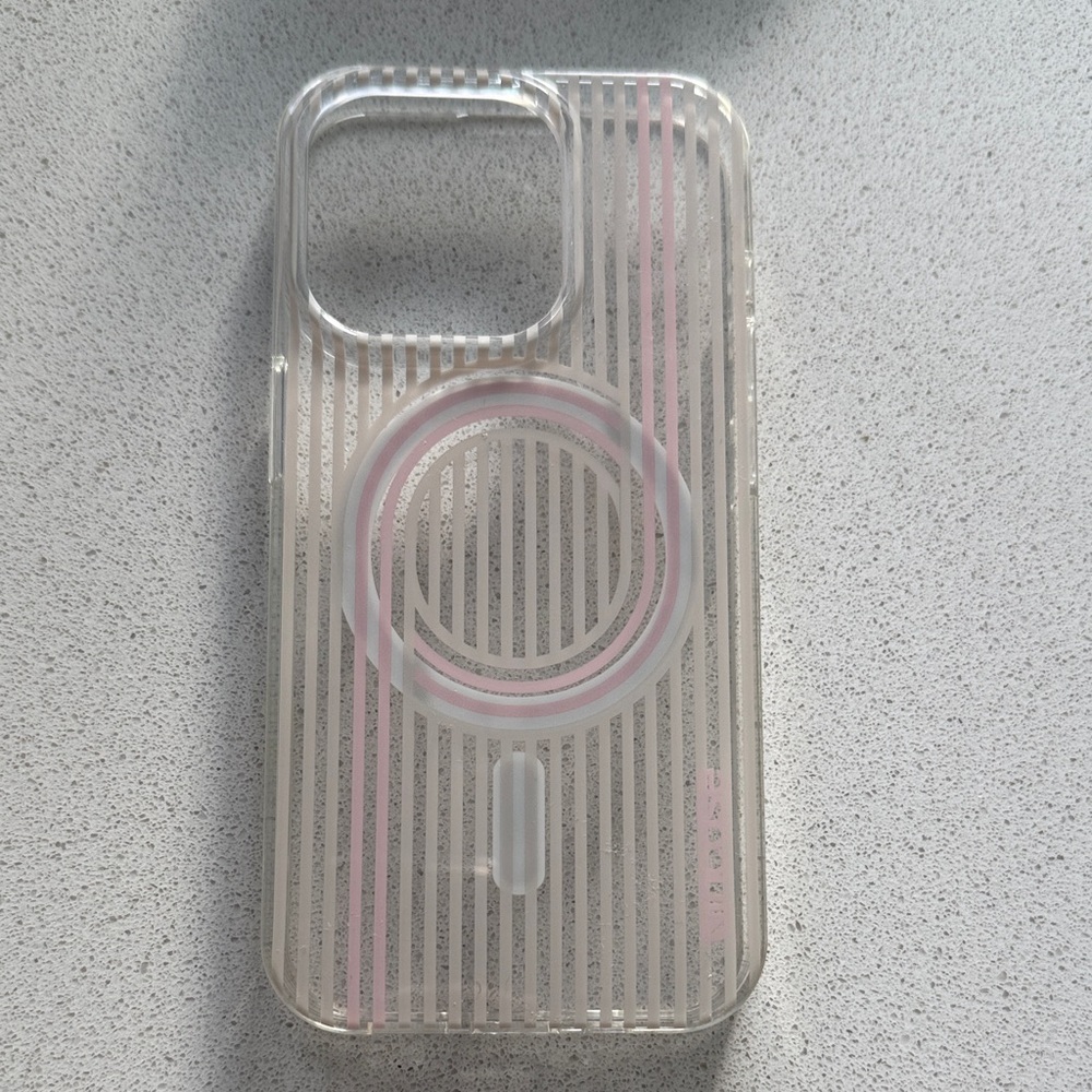 Transparent Pink Striped Phone Case for IPhone 15 Pro